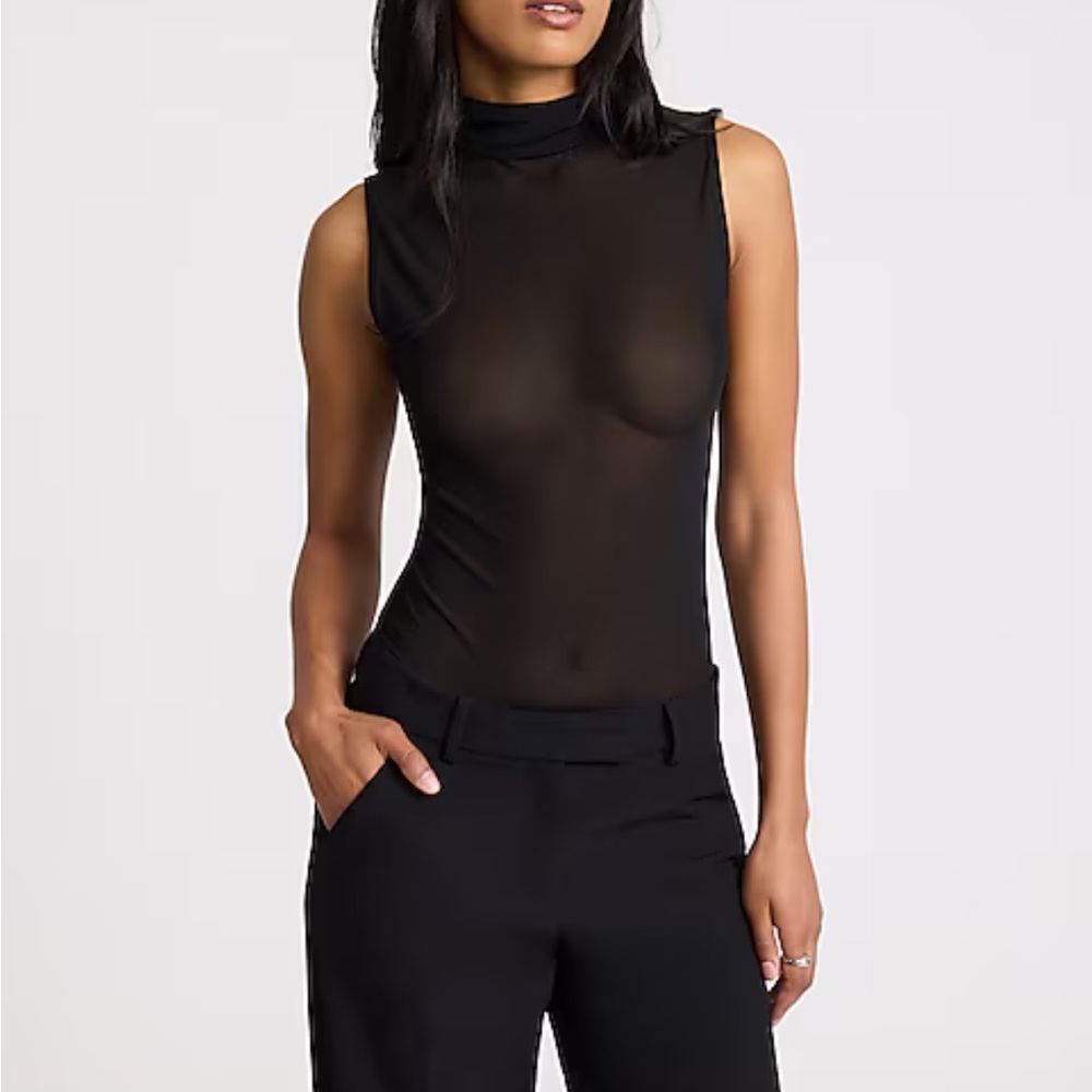 Express Black Sheer Sleeveless Bodysuit